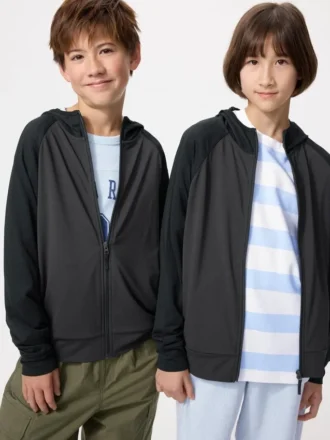 Sudadera con capucha y cremallera completa Kids AIRism con protección UV