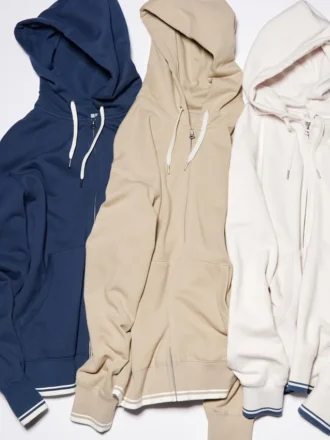 Sudadera con capucha y cremallera completa para mujer (rayas)