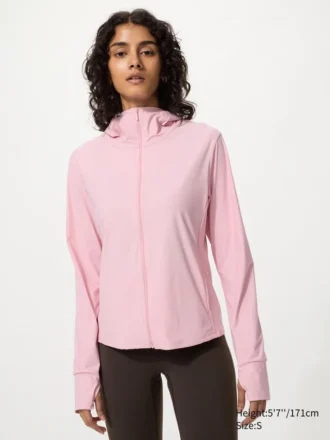 Sudadera con capucha y cremallera completa Ultra Stretch AIRism con protección UV para mujer