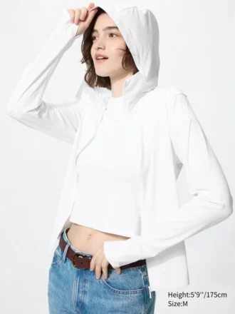 Sudadera con capucha y cremallera completa Ultra Stretch AIRism con protección UV para mujer Sudadera con capucha y cremallera completa Ultra Stretch AIRism con protección UV para mujer