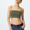 Sujetador bandeau sin aros con canalé para mujer Sujetador bandeau sin aros con canalé para mujer