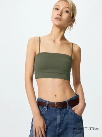 Sujetador bandeau sin aros con canalé para mujer