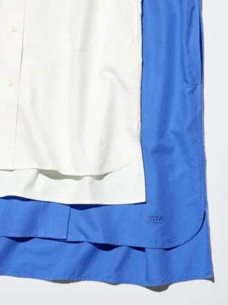 Vestido camisero Oxford de cuello abierto para mujer