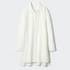 Vestido camisero Oxford de cuello abierto para mujer Vestido camisero Oxford de cuello abierto para mujer