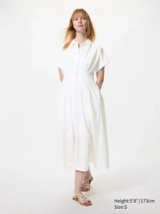 Vestido de camisa de seersucker para mujer