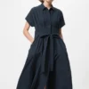 Vestido de camisa de seersucker para mujer Vestido de camisa de seersucker para mujer