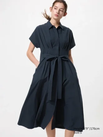 Vestido de camisa de seersucker para mujer