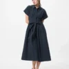 Vestido de camisa de seersucker para mujer Vestido de camisa de seersucker para mujer