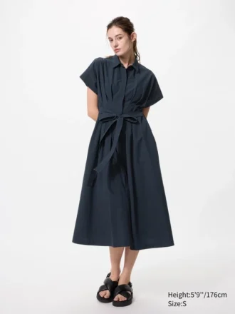 Vestido de camisa de seersucker para mujer