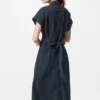 Vestido de camisa de seersucker para mujer Vestido de camisa de seersucker para mujer