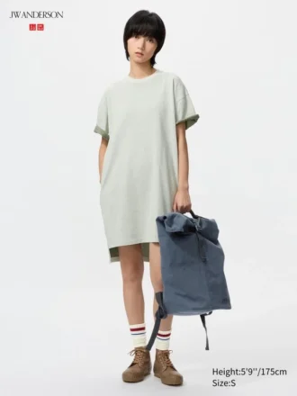 Vestido de camiseta oversize bicolor para mujer