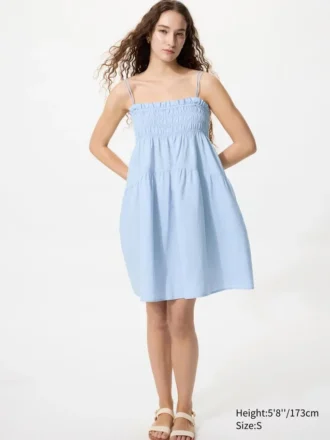 Vestido de camisola de mezcla de lino para mujer