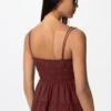 Vestido de camisola de mezcla de lino para mujer Vestido de camisola de mezcla de lino para mujer