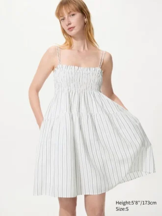 Vestido de camisola de mezcla de lino para mujer | A rayas