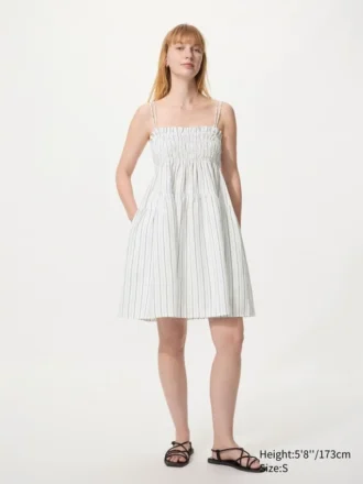Vestido de camisola de mezcla de lino para mujer | A rayas