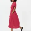 Vestido de mujer con cuello en V de mezcla de lino | Mangas cortas Vestido de mujer con cuello en V de mezcla de lino | Mangas cortas