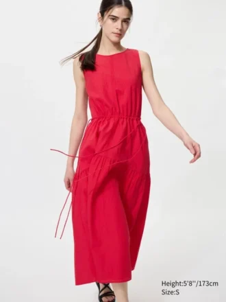 Vestido escalonado de mezcla de lino para mujer