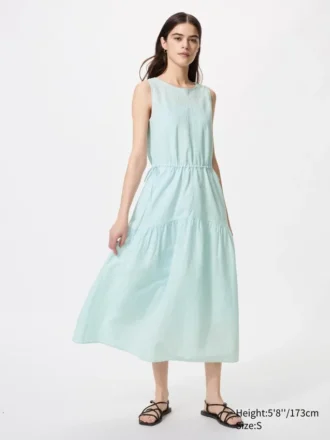 Vestido escalonado de mezcla de lino para mujer