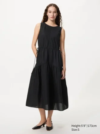 Vestido escalonado de mezcla de lino para mujer