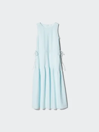 Vestido escalonado de mezcla de lino para mujer