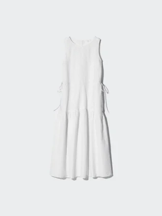 Vestido escalonado de mezcla de lino para mujer | Rayas
