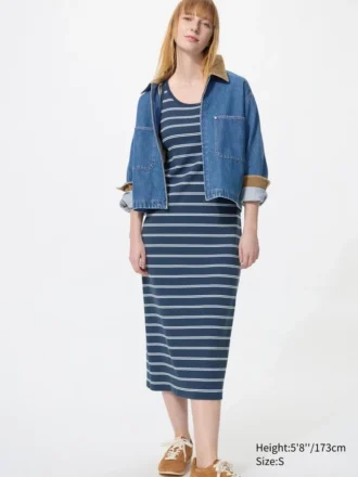 Vestido tipo sujetador acanalado para mujer | Rayas
